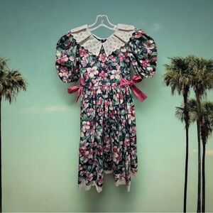 Ruth of Carolina vintage Floral Dress with Lace Collar size 10 made in the USA
